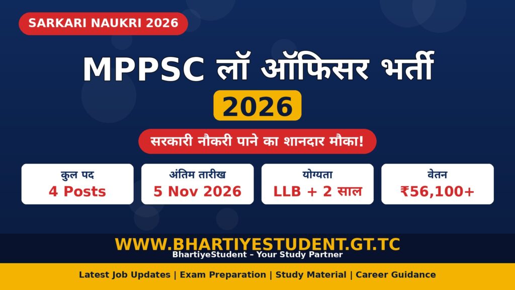 MPPSC Law Officer Recruitment 2026 4 Posts Jail Department Apply Online