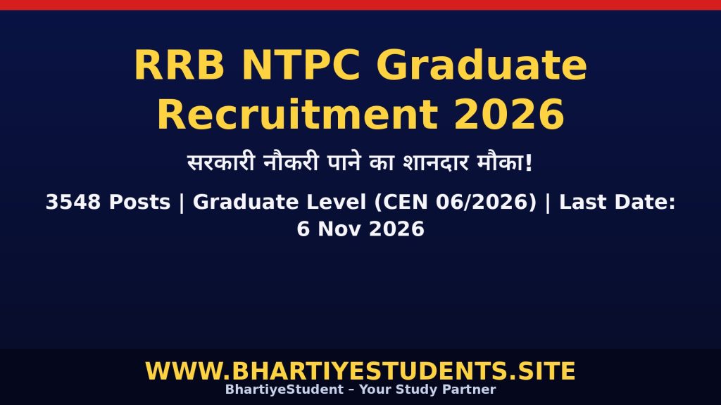 RRB NTPC Graduate Recruitment 2026 - 3548 Posts CEN 06/2026