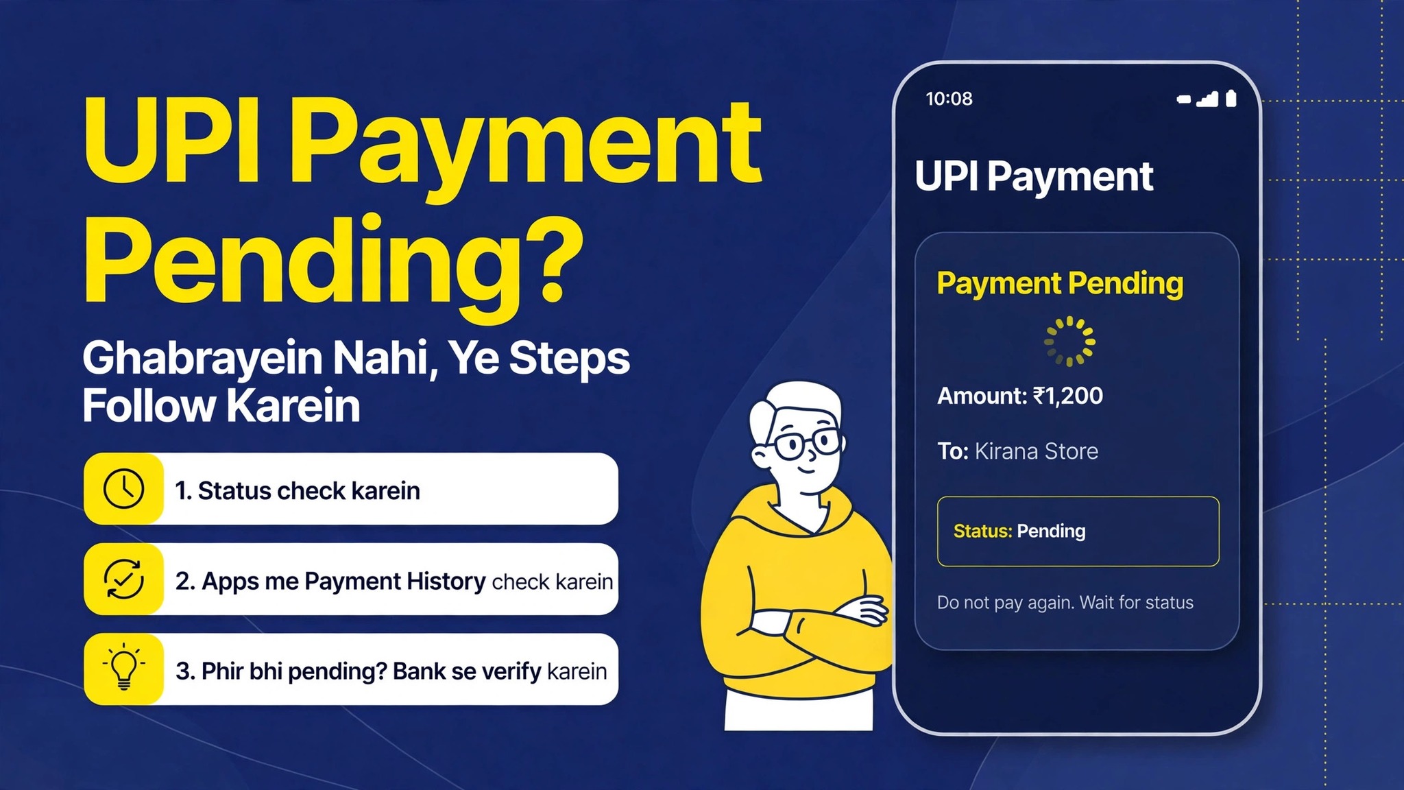 UPI payment pending ho to kya karein safe steps